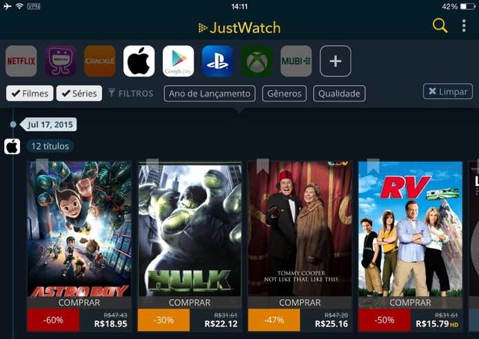 JustWatch, buscador de filmes online, ganha versão para iOS e Android (Foto: Divulgação)