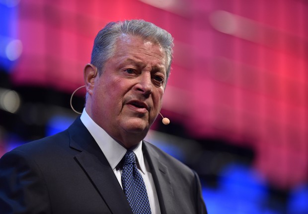O ex-vice-presidente norte-americano Al Gore, CEO da Generation Investment Management, discursa no fechamento do Web Summit 2017, em Lisboa (Foto: Stephen McCarthy/Web Summit via Sportsfile)