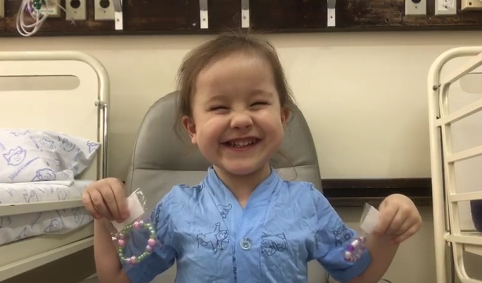 Victoria, de 3 anos, nasceu com uma doença rara no coração. — Foto: Reprodução/Hospital Pequeno Príncipe
