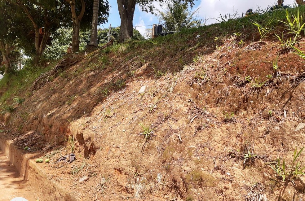 Vítima caiu de um barranco de cerca de cinco metros — Foto: Motoboy Xororó/Arquivo pessoal