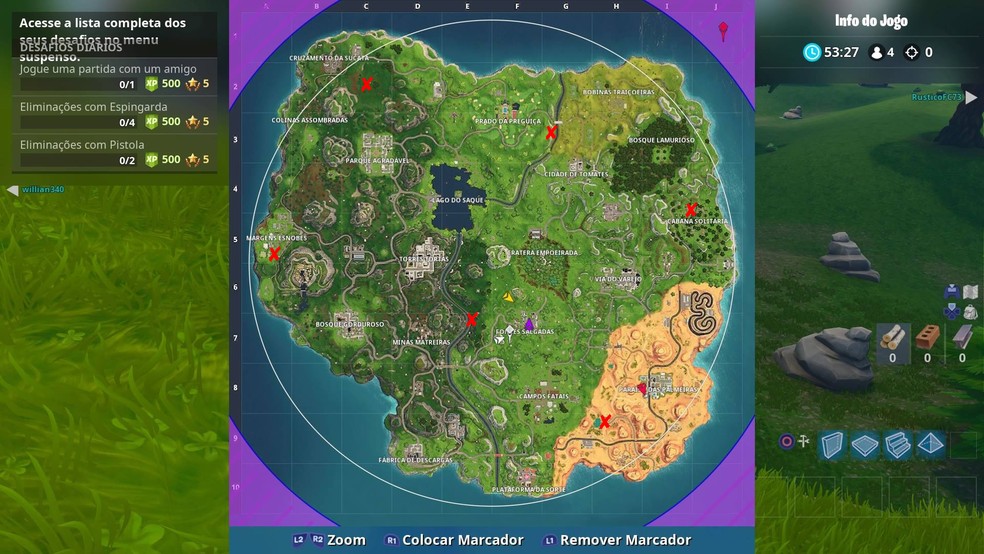 encontre e conclua as seis provas de tempo de fortnite foto reproducao murilo - onde ficam os pontos mais altos do fortnite