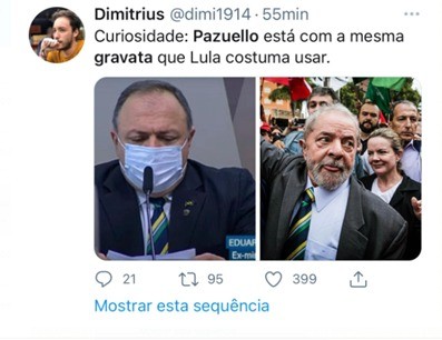 Pazzuelo usou a "gravata da sorte" do ex-presidente Lula (Foto: Reprodução/Twitter)