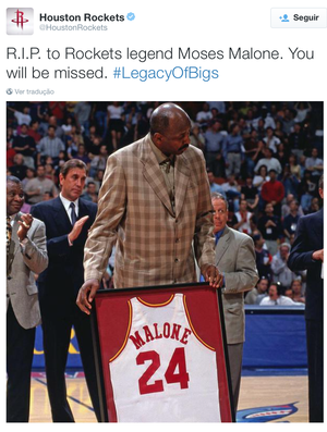 Moses Malone Houston Rockets Homenagem NBA (Foto: Reprodução Twitter)