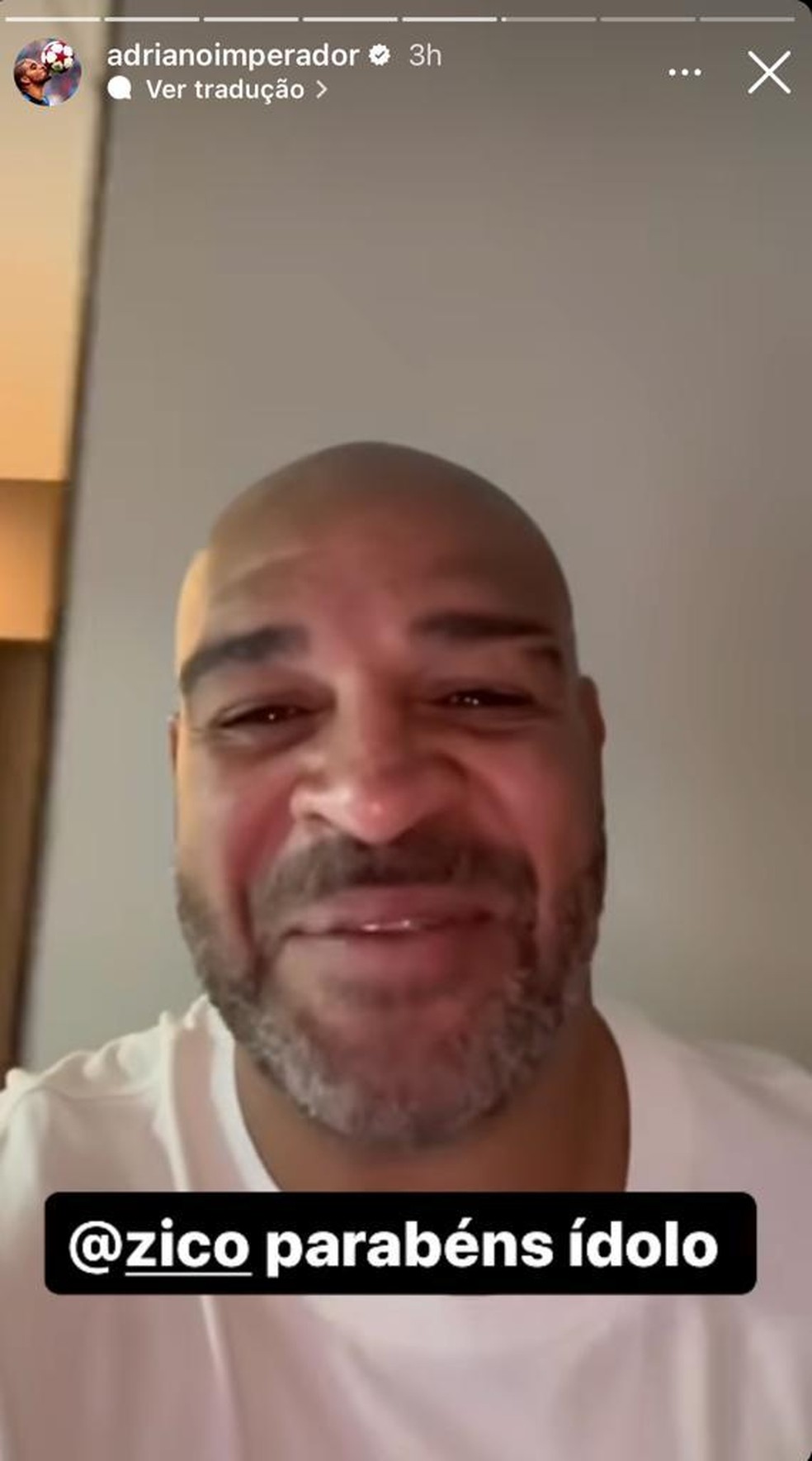 Adriano gravou v&iacute;deo no anivers&aacute;rio de Zico &mdash; Foto: Reprodu&ccedil;&atilde;o