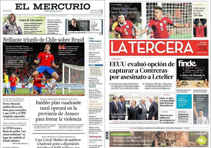 Capas jornais Chile