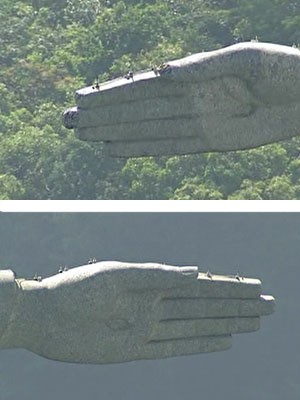 Montagem das mãos Cristo (Foto: Reprodução/TV Globo)