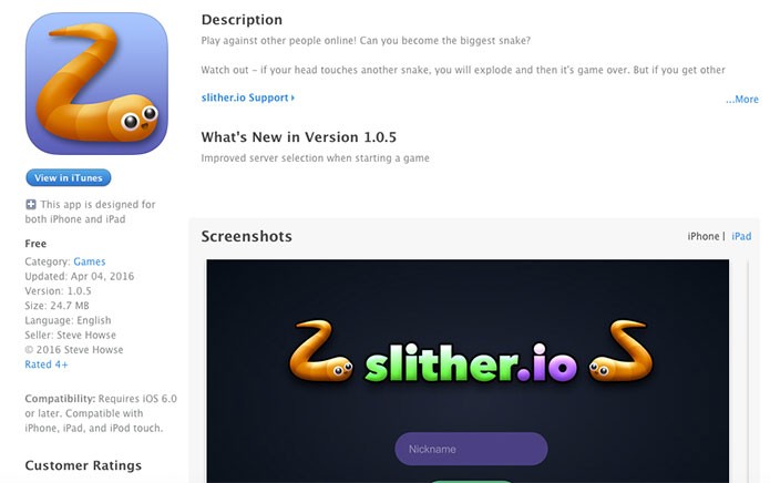Slither.io no iOS (Foto: Reprodução/Felipe Vinha)