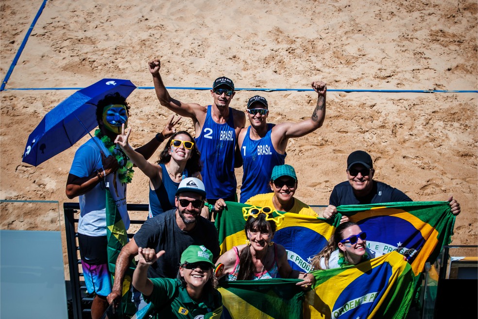 André e George vencem australianos nas oitavas de final do Mundial de Roma — Foto: FIVB