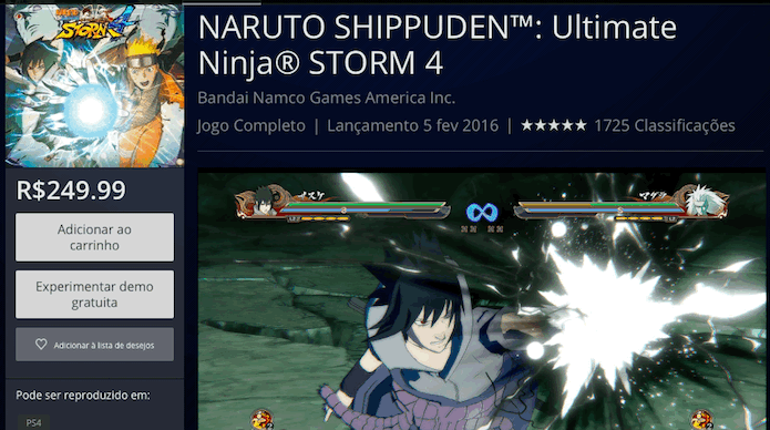 Naruto Shippuden Ultimate Ninja Storm 4: como fazer o download e instalar no PS4 (Foto: Reprodução/Victor Teixeira)