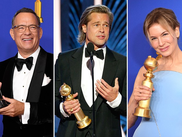 Ganhadores da noite: Tom Hanks, Brad Pitt, Renee Zellweger (Foto: Getty Images)
