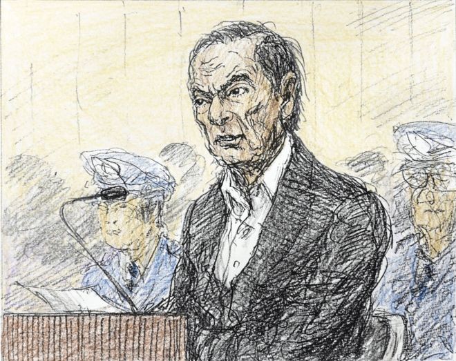 Ilustração mostra Carlos Ghosn ao ser ouvido pela Justiça japonesa no dia 8 de janeiro (Foto: Reuters/BBC)