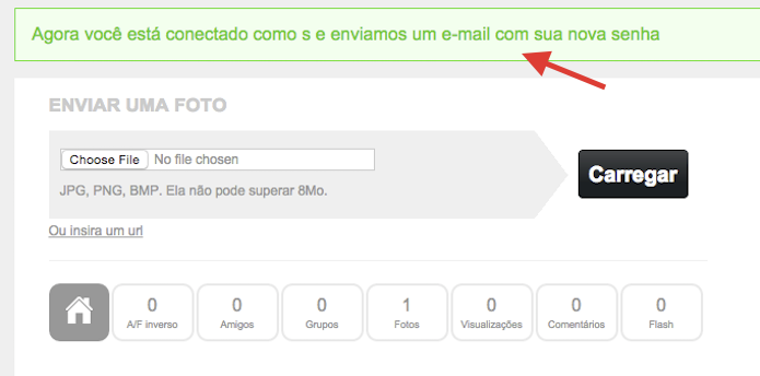 Confirmação de que a sua senha foi redefinida pelo Fotolog (Foto: Reprodução/Marvin Costa)