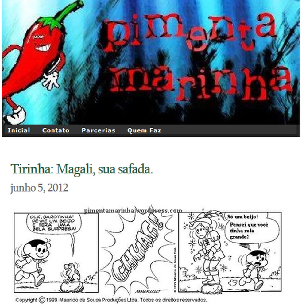 Tirinha foi postada por página de internet em 2012  — Foto: Reprodução/Internet