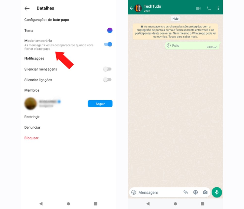 Recursos de segurana como Modo Temporrio e Visualizao nica esto disponveis em apps como Instagram e WhatsApp   Foto: Reproduo/Mariana Tralback