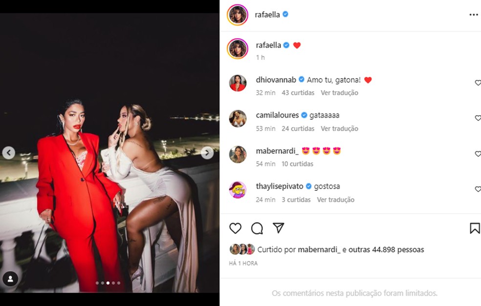 Dhiovanna Barbosa, irm&atilde; de Gabigol, se declara a Rafaella Santos, irm&atilde; de Neymar &mdash; Foto: Reprodu&ccedil;&atilde;o/Instagram