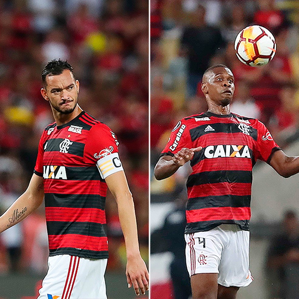 R&eacute;ver e Juan formavam a zaga titular do Flamengo da temporada passada &mdash; Foto: Infoesporte