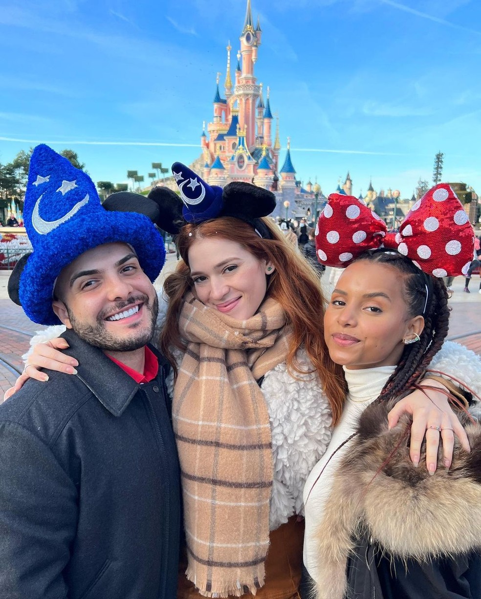 Mahmoud, Ana Clara e Gleici na Disney de Paris, na França — Foto: Instagram
