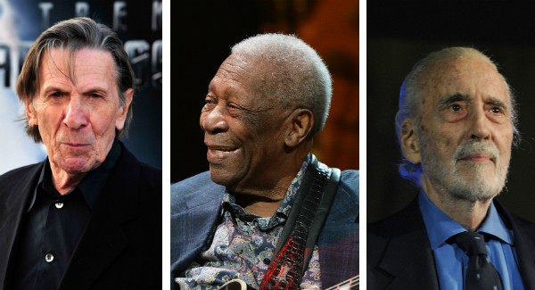 Leonard Nimoy, BB King e Christopher Lee: vão deixar sudades (Foto: Getty Images)