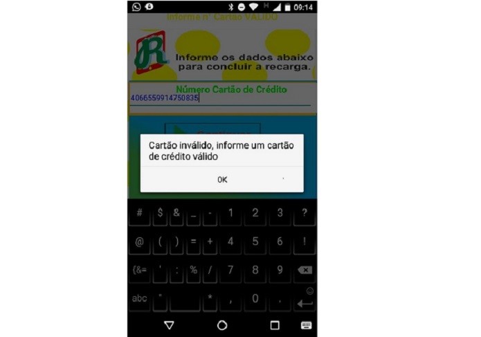 Screenshot do aplicativo falso Recarga Celular (Foto: Divulgação/Kaspersky) 