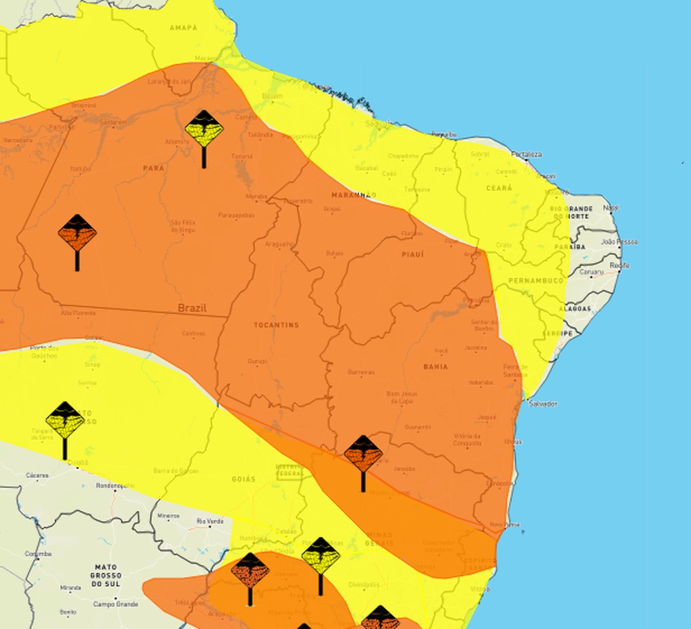 Piauí volta a ter alerta laranja e amarelo para chuvas intensas e ventos fortes  — Foto: Reprodução