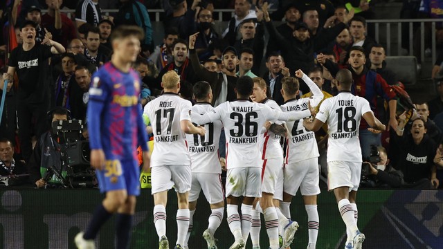Comemoração em Barcelona x Eintracht Frankfurt