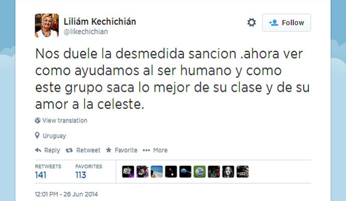 Twitter Ministra do Esporte do Uruguai Liliam Kechichian (Foto: Reprodução / Twitter)