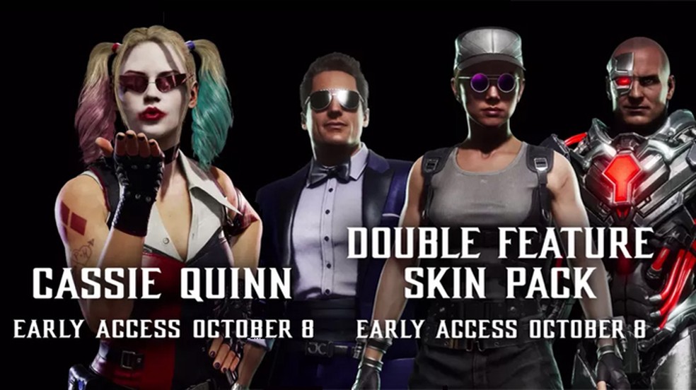 O Kombat Pack de Mortal Kombat 11 inclui também váris skins como Sonya no estilo de Sarah Connor e Cassie Cage como Arlequina — Foto: Reprodução/Rafael Monteiro