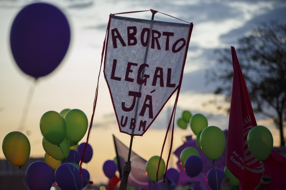 Manifestação em prol do aborto legal em Brasília, em 2018