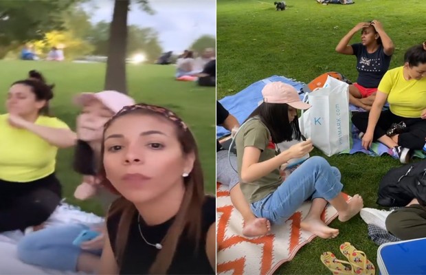 Belle Silva leva champanhe em piquenique em parque de Londres: 