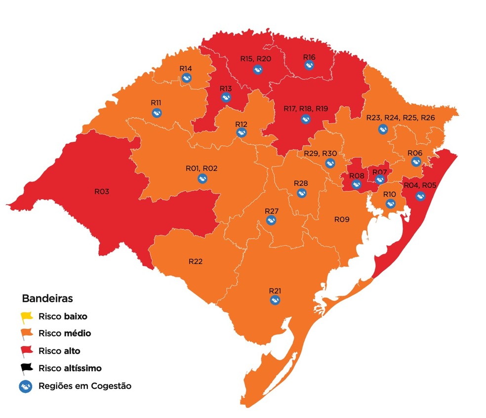 Rs Tem Oito Regioes Em Bandeira Vermelha No Mapa Do Distanciamento Controlado Rio Grande Do Sul G1