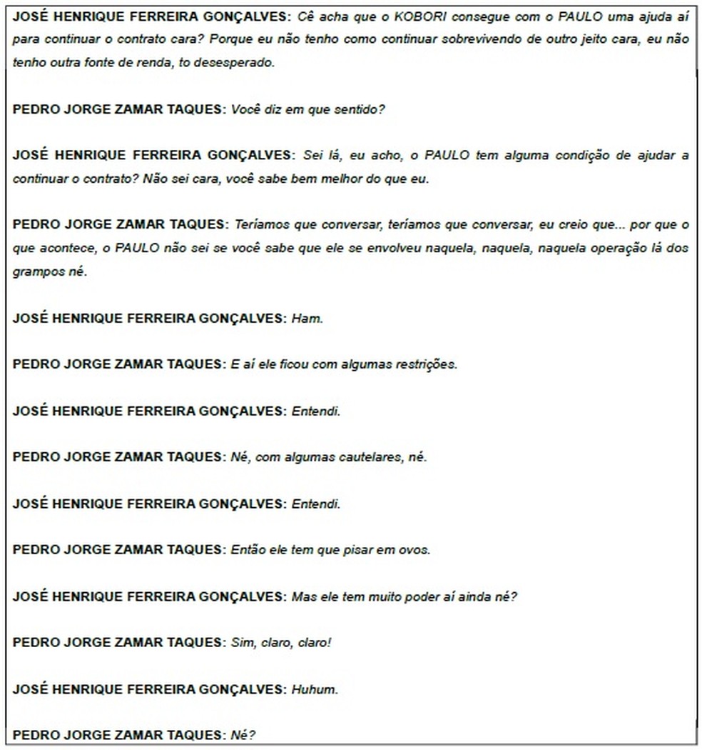 Transcrição conversa via ligação feita pelo whatsapp entre os investigados (Foto: Reprodução)