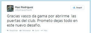 Reprodução Twitter - Maxi Rodriguez vasco (Foto: Reprodução / Twitter) Reprodução Twitter - Maxi Rodriguez vasco (Foto: Reprodução / Twitter)