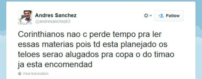 Andrés Sanchez no Twitter (Foto: reprodução / Twitter)