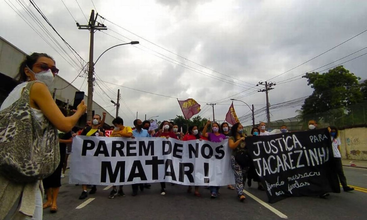 Moradores do Jacarezinho protestaram após mortes em operação da Polícia Civil, no dia 6, a mais letal do Rio, que deixou 28 mortos  — Foto: Rio de Paz / Divulgação