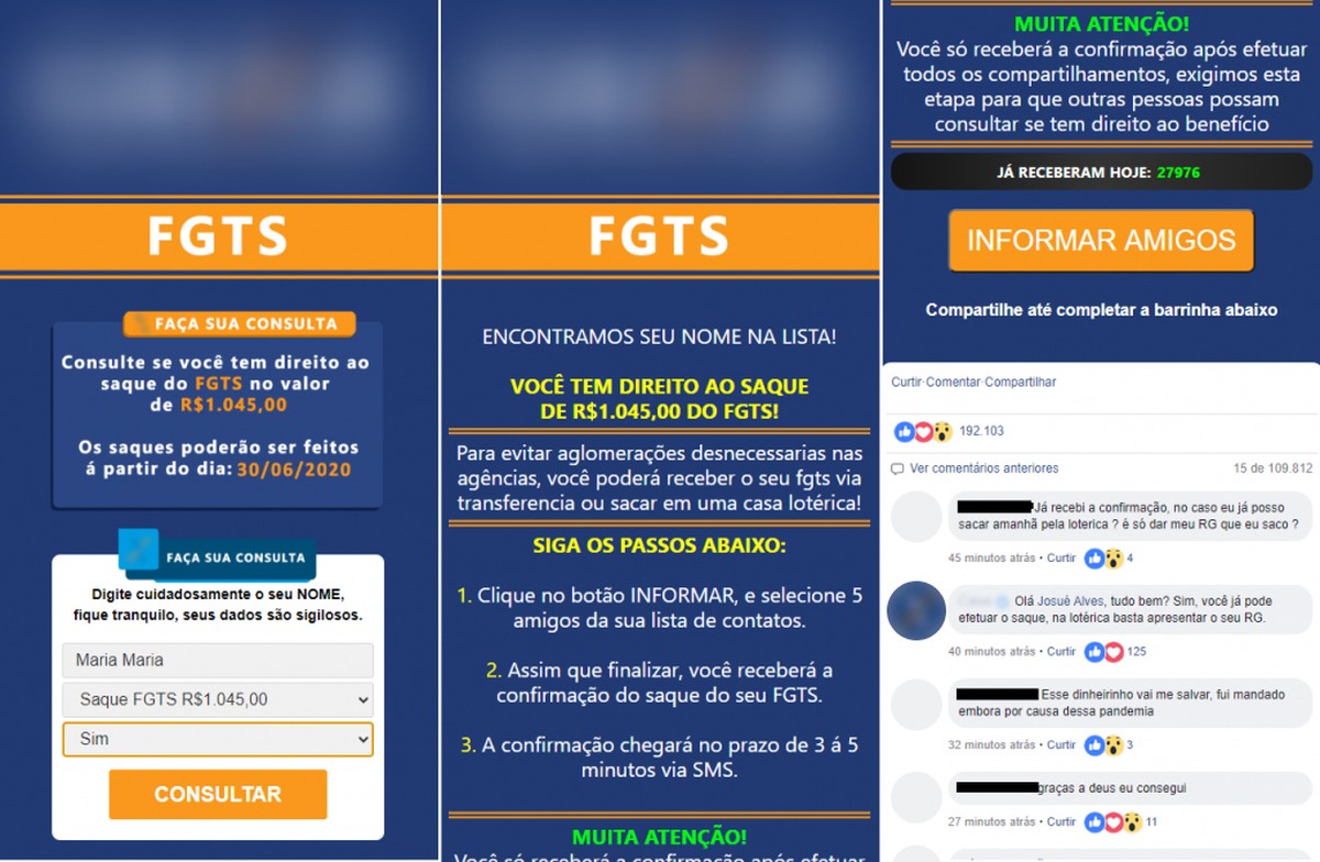 Golpe usa saque do FGTS para roubar dados pessoais e atinge 10 mil