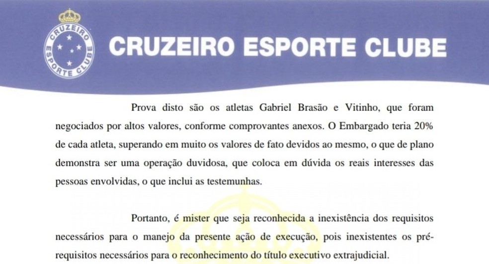 Trecho do documento que cita as vendas de Braz&atilde;o e Vitinho &mdash; Foto: Reprodu&ccedil;&atilde;o