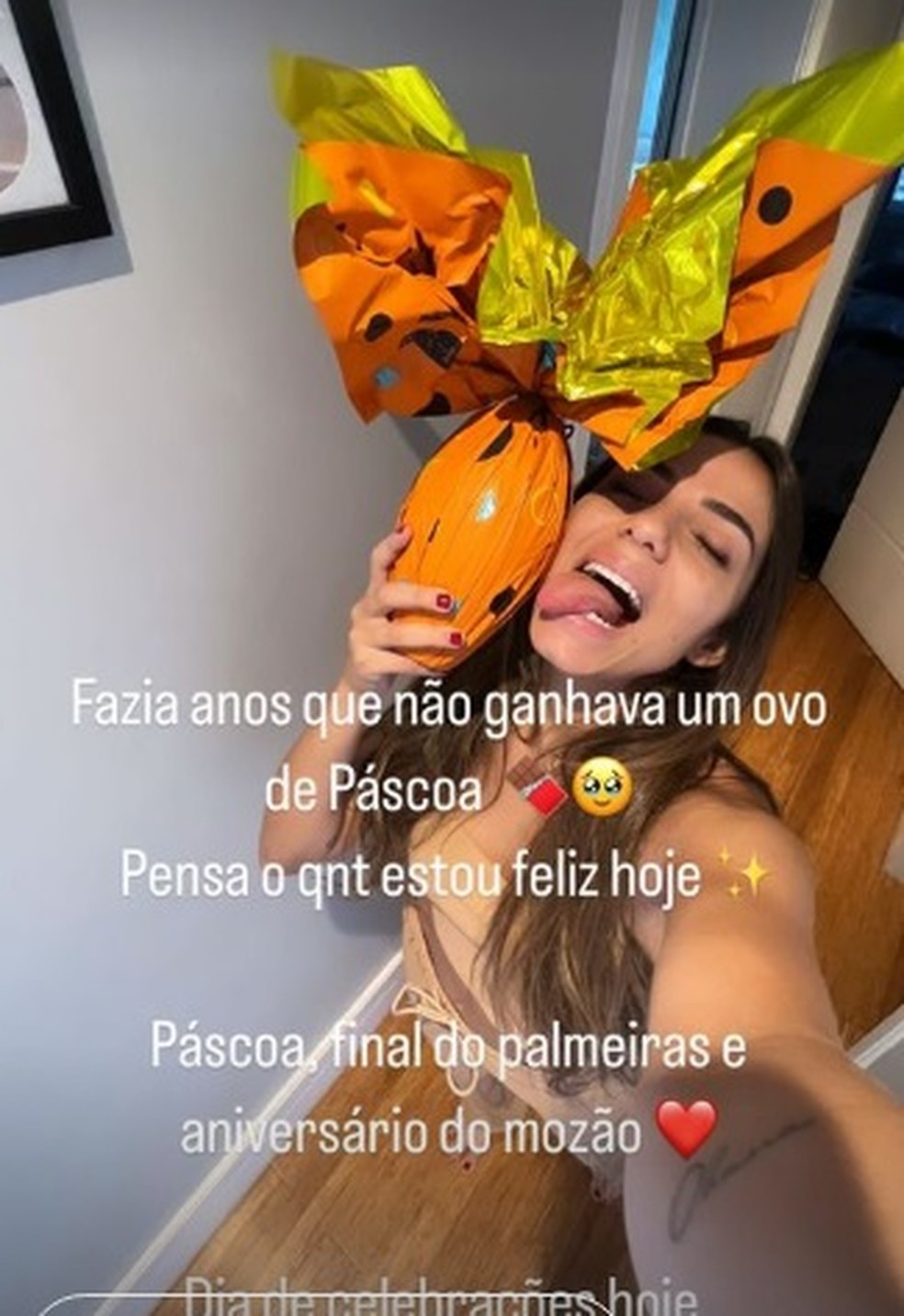 Keyt Alves celebrou a final do Palmeiras — Foto: Reprodução