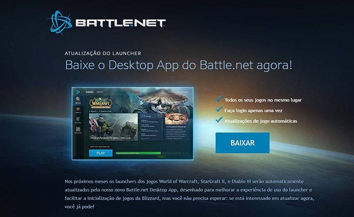 Baixe o Battle.net para instalar StarCraft 2 (Foto: Reprodução/Murilo Molina)