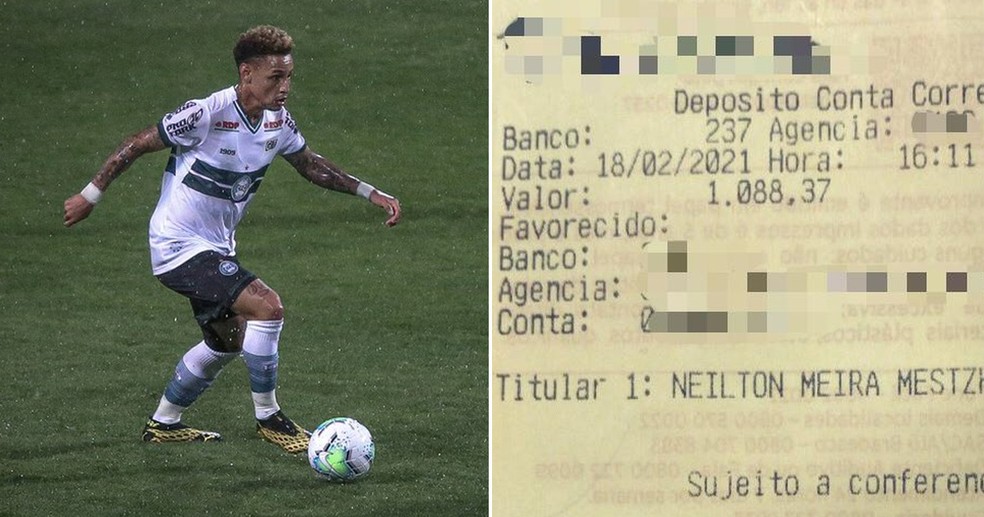 Dinheiro acabou sendo depositado na conta do jogador Neilton — Foto: Pedro de Campos Leal/Arquivo pessoal