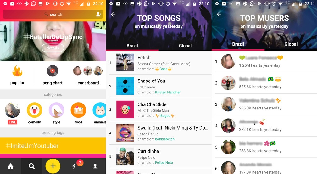 A tela de busca do Musical.ly oferece ainda mais opções de descoberta (Foto: Reprodução)