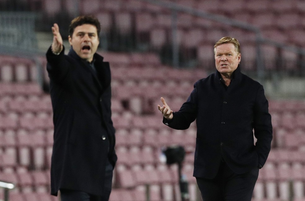 Barcelona x PSG Mauricio Pochettino Ronald Koeman — Foto: Reuters