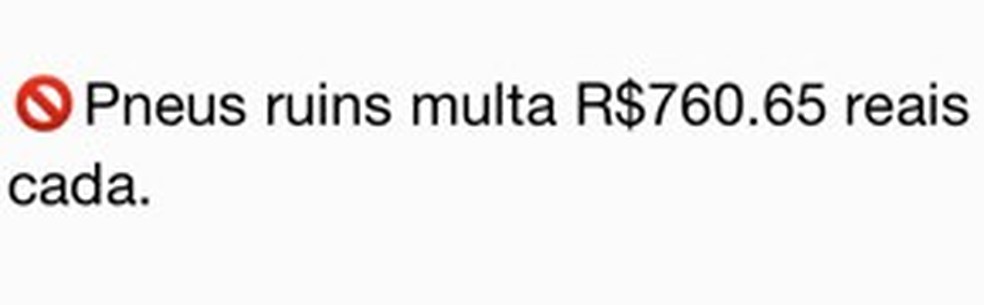 Mensagem sobre multas que circula nas redes (Foto: Reprodução)