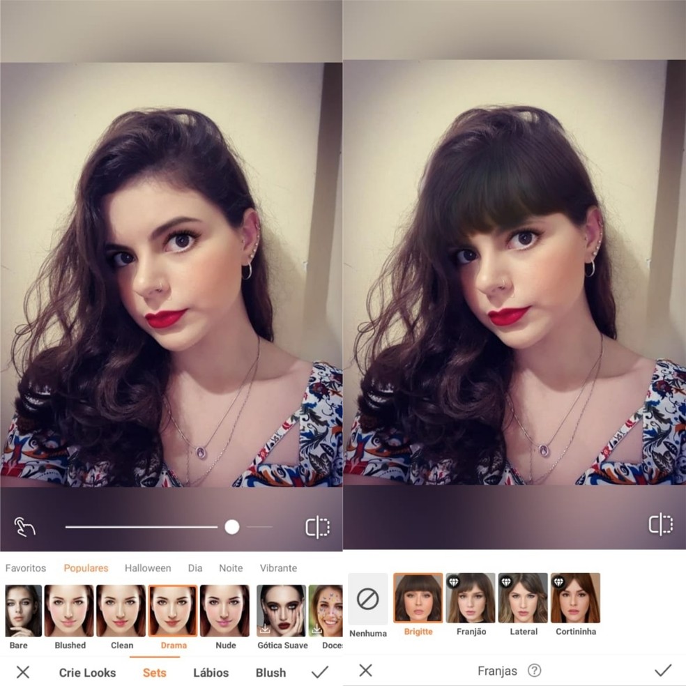 O AirBrush é um app edição com foco em selfies e fotos de foto — Foto: Reprodução/Clara Fabro