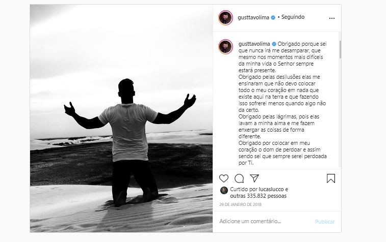 Gusttavo Lima já havia postado foto antes (Foto: Reprodução/Instagram)