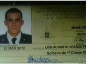 O soldado dos Bombeiros do Distrito Federal, Luís Augusto Aragão Feitosa, morreu no acidente envolvendo avião em Palmas (Foto: Reprodução/TV Anhanguera)