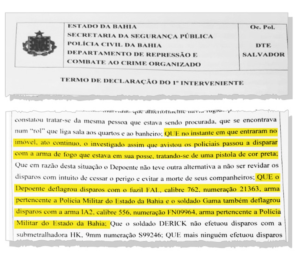 No documento, policiais contam como foi a ação na casa onde Adriano estava escondido — Foto: Reprodução