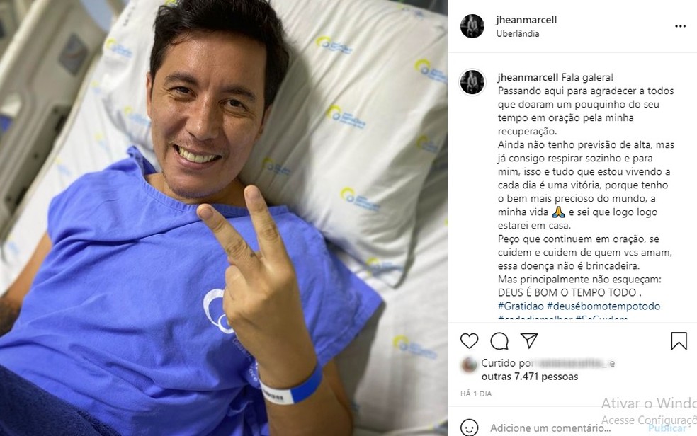 Covid-19: integrante do grupo Broz, Jhean Marcell deixa a UTI em Uberlândia e agradece apoio