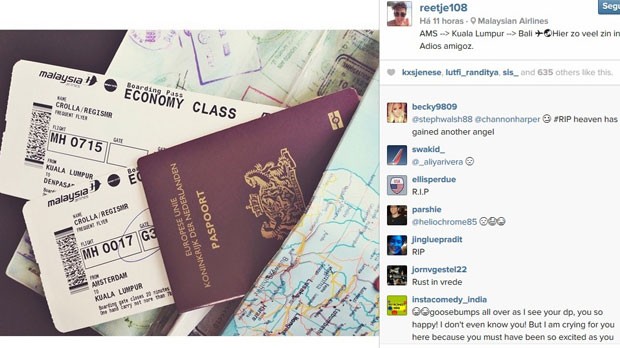 Jovem postou no Instagram foto do bilhete do voo MH17 ao lado da frase: "Estou tão animado!" (Foto: Reprodução/Instagram/reetje108)