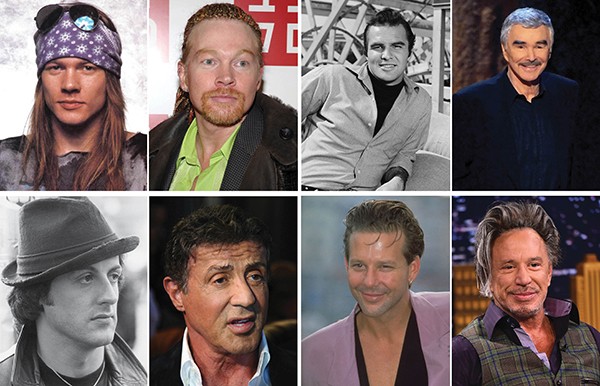 Axl Rose, Burt Reynolds, Sylvester Stallone e Ray Liotta passaram por grandes mudanças na aparência (Foto: Getty Images / Reprodução)