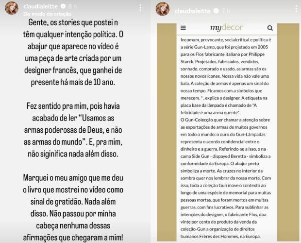 Claudia Leitte se pronuncia após polêmica por abajur em formato de arma (Foto: Reprodução/Instagram)